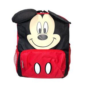 Disney Mickey Mouse Kids Backpack With Ears Red & Black Adjustable Straps